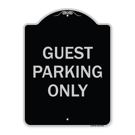 SIGNMISSION Designer Series-Guest Parking Only, Black & Silver Heavy-Gauge Aluminum, 24" x 18", BS-1824-9972 A-DES-BS-1824-9972